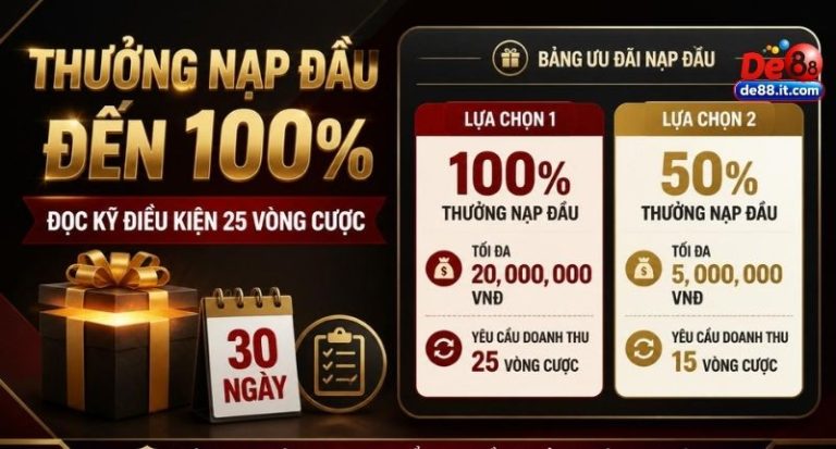 Khuyến mãi nạp đầu 100% rất hấp dẫn